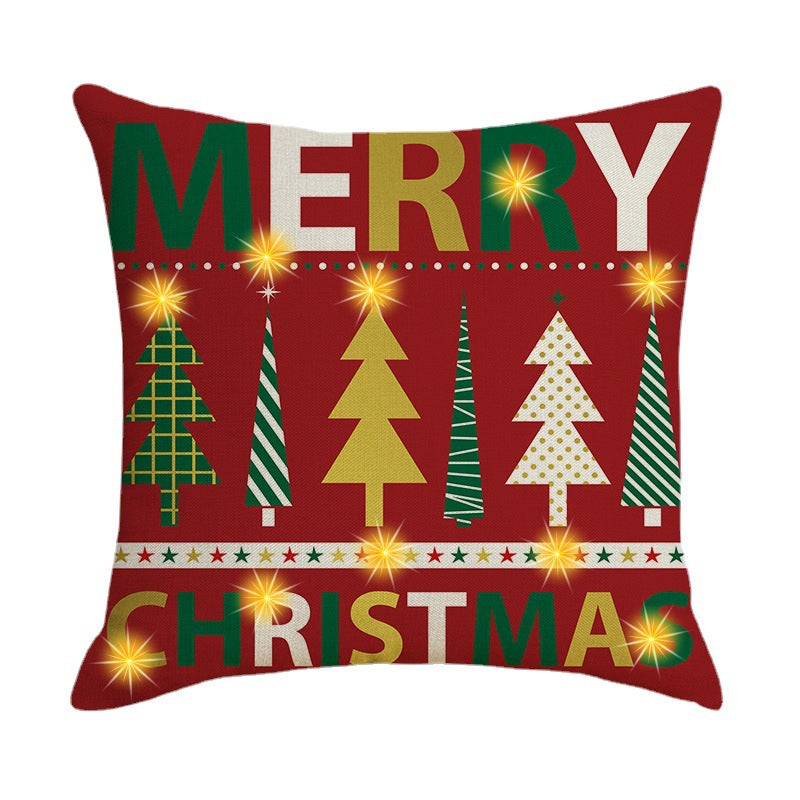 4pcs Pillow Cover Christmas Decoration With Led Sofa Pillow Cover Home Headrest Pillow Cover Cartoon Pillow Cover