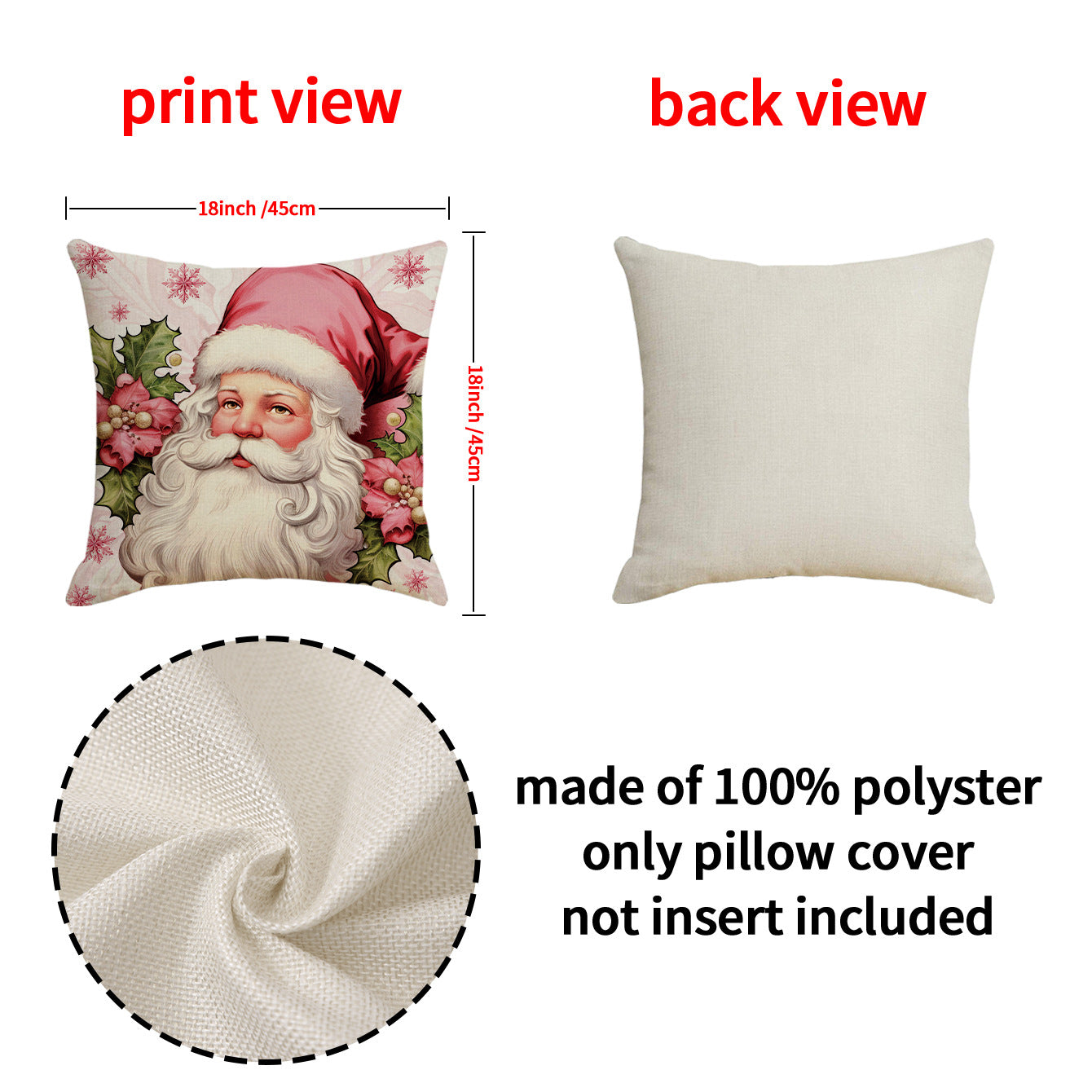 4pcs Pink Elk Christmas Pillow Cover with Linen Letter Printing Festival Decoration Living Room Sofa Cushion Cover