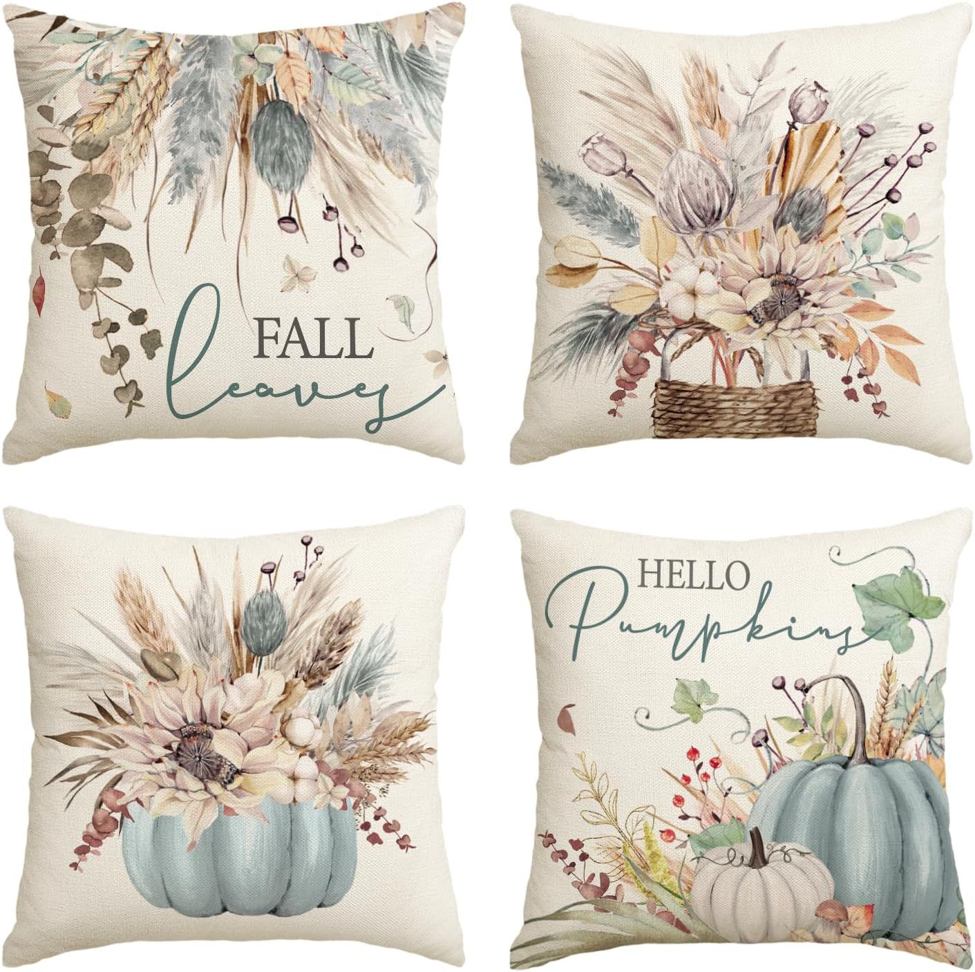 Elevate Your Home's Fall Aesthetic: 4pcs 'Hello Pumpkin' Easy-Clean Cushion Covers, Perfect for Any Room