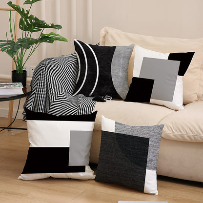 4pcs geometry patchwork black pillow cover living room sofa pillow car pillow cover