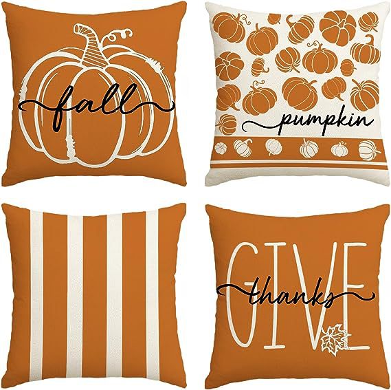 Elevate Your Home's Fall Aesthetic: 4pcs 'Hello Pumpkin' Easy-Clean Cushion Covers, Perfect for Any Room