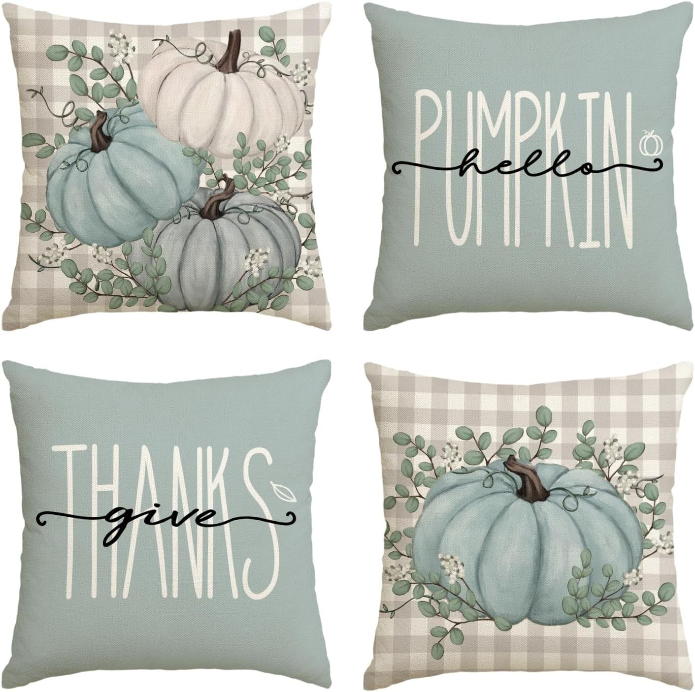 Elevate Your Home's Fall Aesthetic: 4pcs 'Hello Pumpkin' Easy-Clean Cushion Covers, Perfect for Any Room