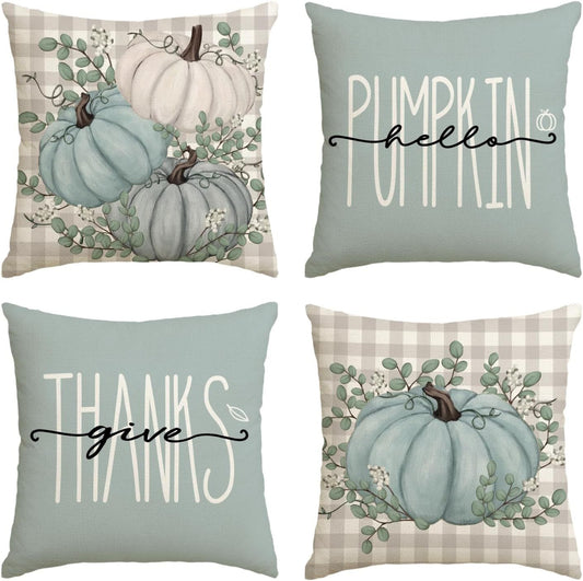 Elevate Your Home's Fall Aesthetic: 4pcs 'Hello Pumpkin' Easy-Clean Cushion Covers, Perfect for Any Room