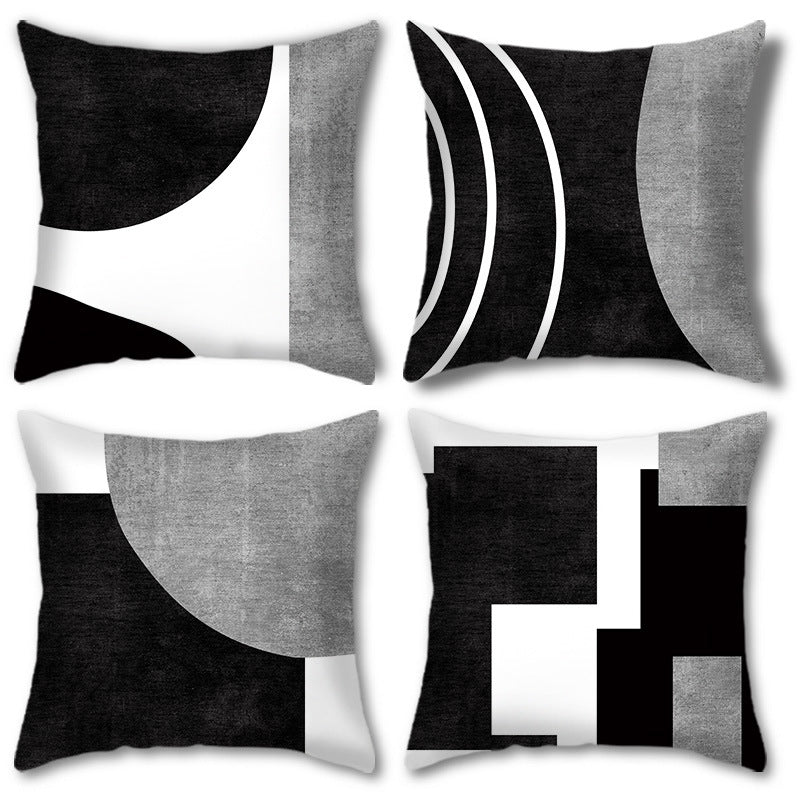 4pcs geometry patchwork black pillow cover living room sofa pillow car pillow cover