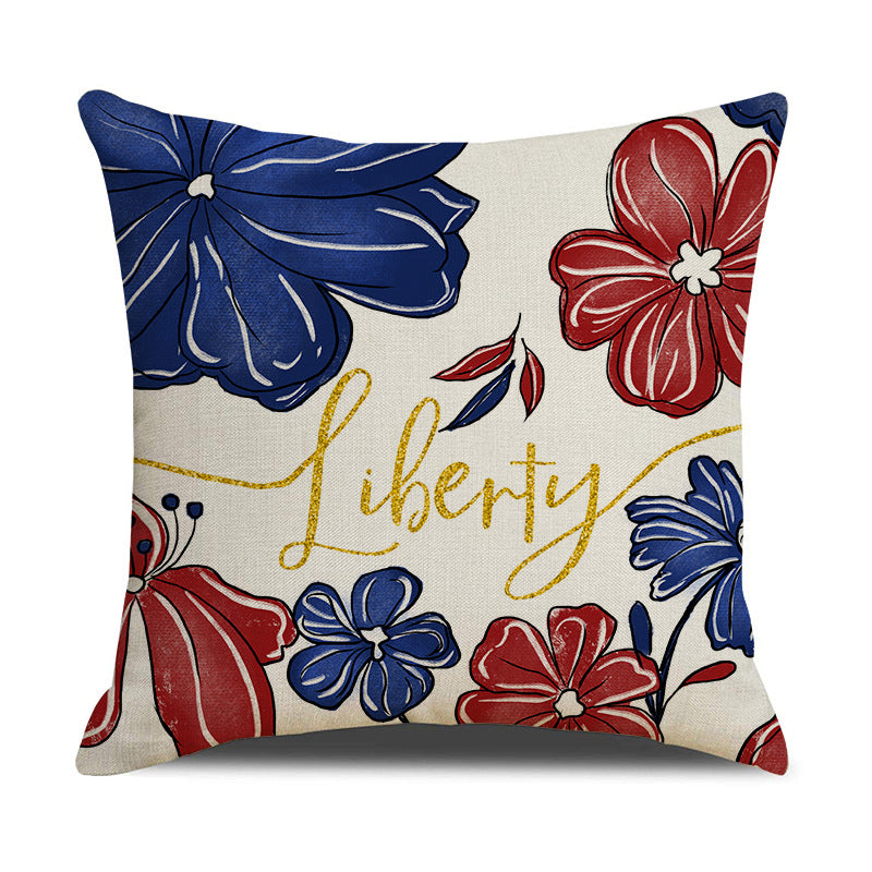4pcs American Independence Day flag printed linen pillowcase, home living room sofa cushion cover