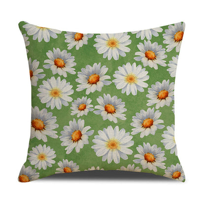 4pcs Daisy print pillowcase, home décor set, combination pillow covers, linen print, lettered sofa, throw pillow, cushion