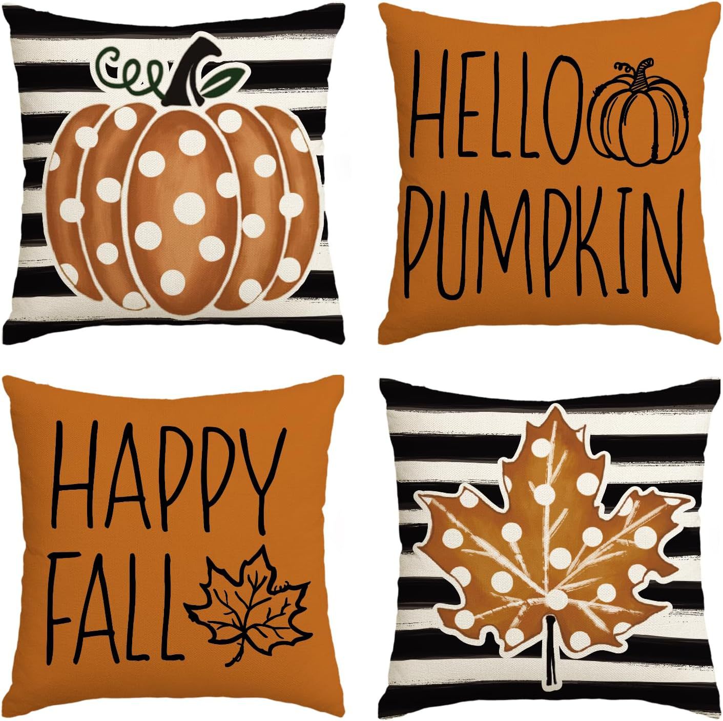 Elevate Your Home's Fall Aesthetic: 4pcs 'Hello Pumpkin' Easy-Clean Cushion Covers, Perfect for Any Room