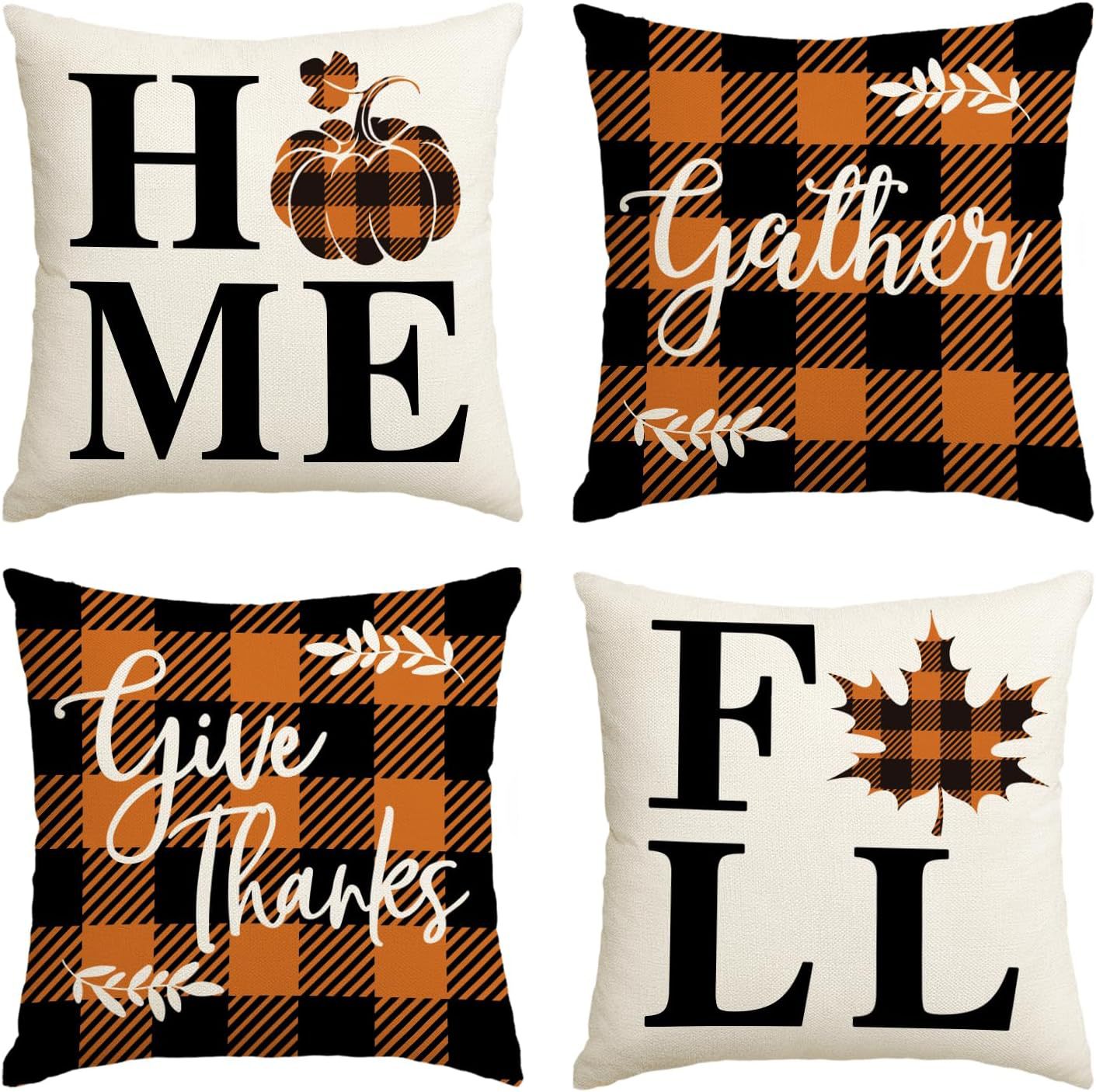 Elevate Your Home's Fall Aesthetic: 4pcs 'Hello Pumpkin' Easy-Clean Cushion Covers, Perfect for Any Room