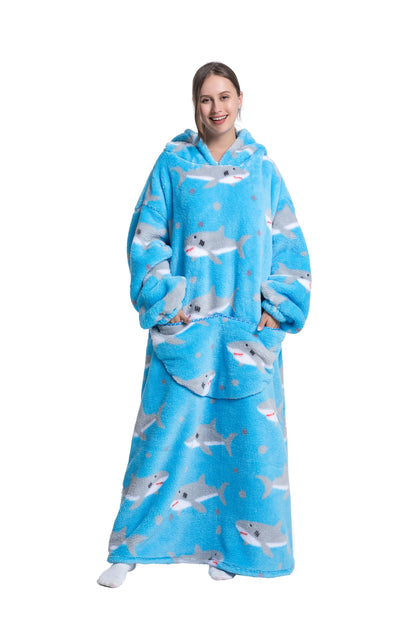 Oversized Wearable Blanket Cozy Warm Shu Velveteen Hoodie for Adults Soft Sweatshirt for Gifts One Size Fits All