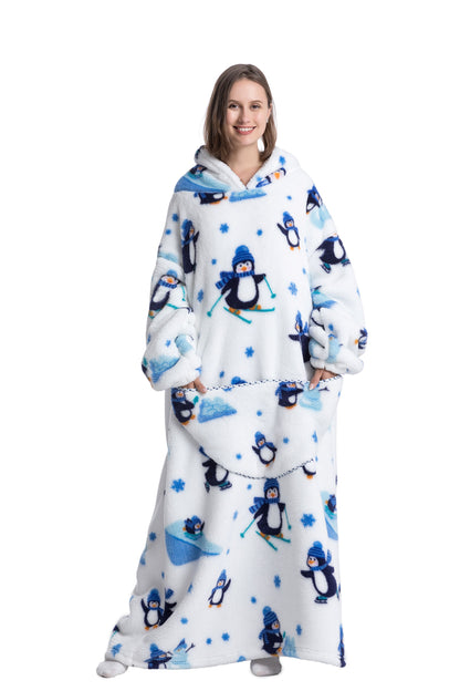Oversized Wearable Blanket Cozy Warm Shu Velveteen Hoodie for Adults Soft Sweatshirt for Gifts One Size Fits All