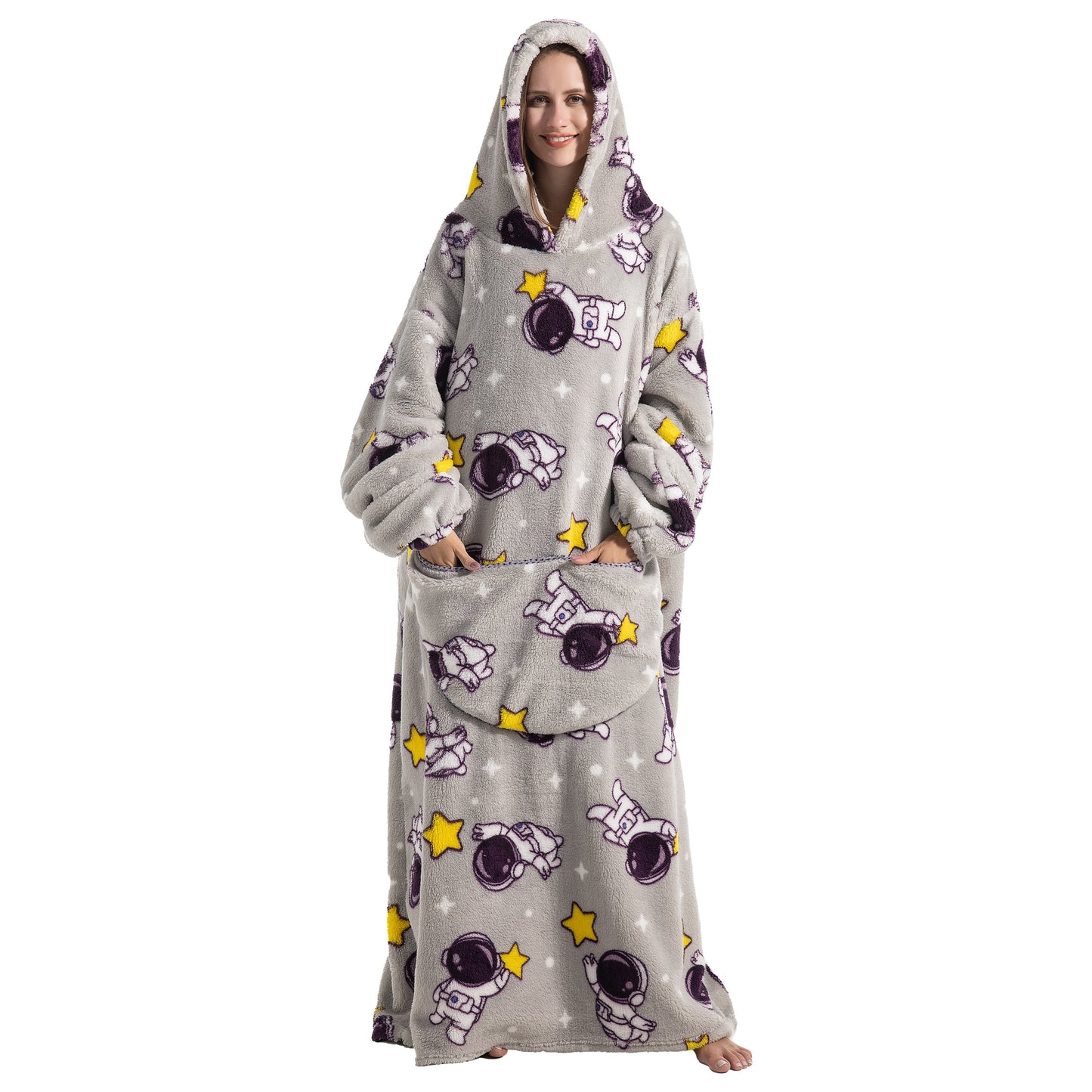 Oversized Wearable Blanket Cozy Warm Shu Velveteen Hoodie for Adults Soft Sweatshirt for Gifts One Size Fits All