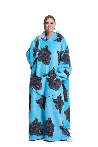 Oversized Wearable Blanket Cozy Warm Shu Velveteen Hoodie for Adults Soft Sweatshirt for Gifts One Size Fits All
