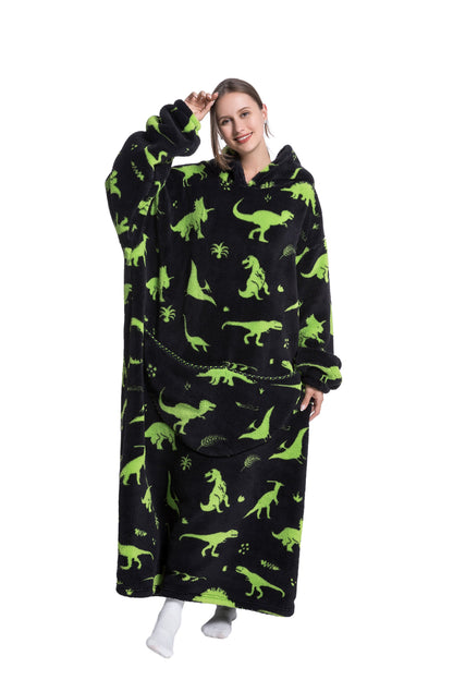 Oversized Wearable Blanket Cozy Warm Shu Velveteen Hoodie for Adults Soft Sweatshirt for Gifts One Size Fits All