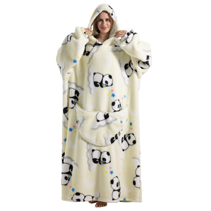 Oversized Wearable Blanket Cozy Warm Shu Velveteen Hoodie for Adults Soft Sweatshirt for Gifts One Size Fits All