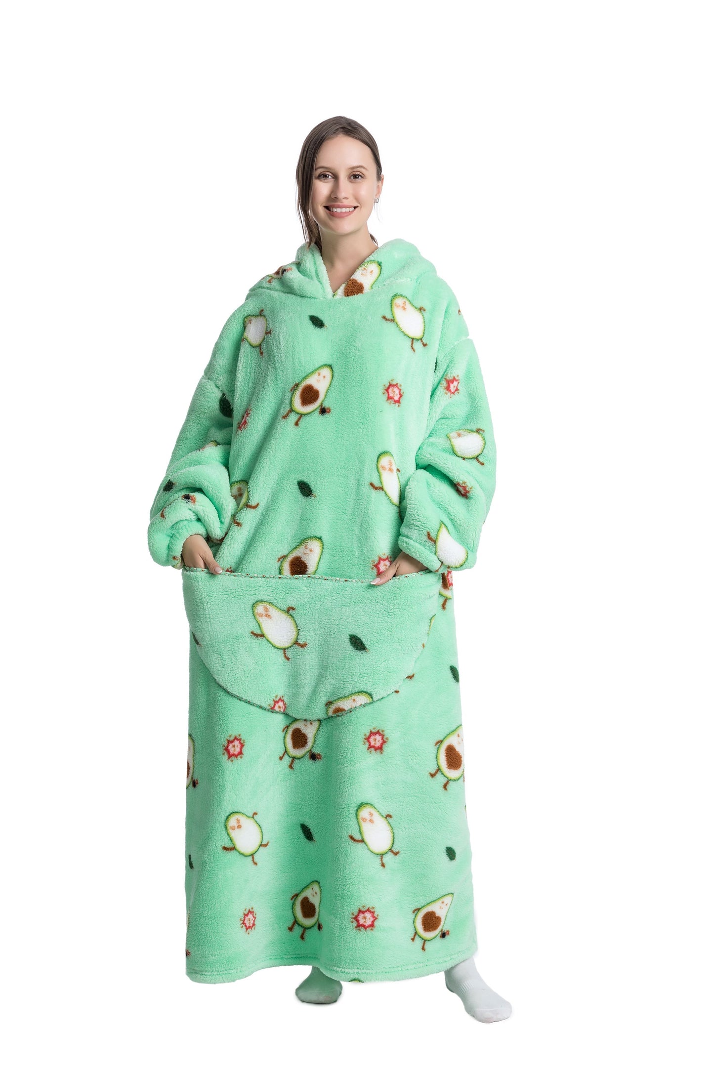 Oversized Wearable Blanket Cozy Warm Shu Velveteen Hoodie for Adults Soft Sweatshirt for Gifts One Size Fits All