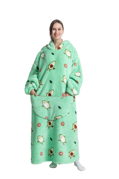 Oversized Wearable Blanket Cozy Warm Shu Velveteen Hoodie for Adults Soft Sweatshirt for Gifts One Size Fits All