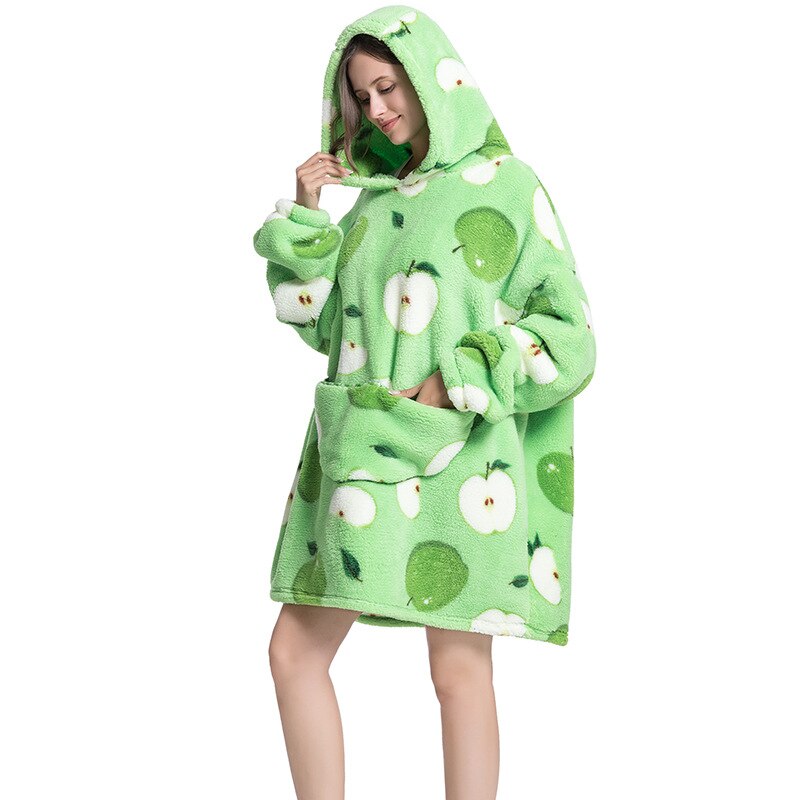Wearable Blanket Hoodie Sweatshirt Women Printed Wearable Blankets Fleece Warm Kids Sleepwear Lazy TV Giant Blanket