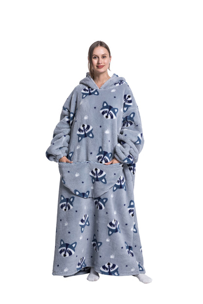 Oversized Wearable Blanket Cozy Warm Shu Velveteen Hoodie for Adults Soft Sweatshirt for Gifts One Size Fits All