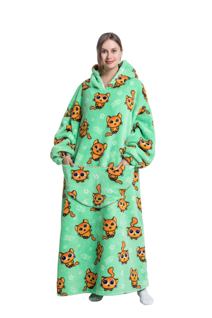 Oversized Wearable Blanket Cozy Warm Shu Velveteen Hoodie for Adults Soft Sweatshirt for Gifts One Size Fits All