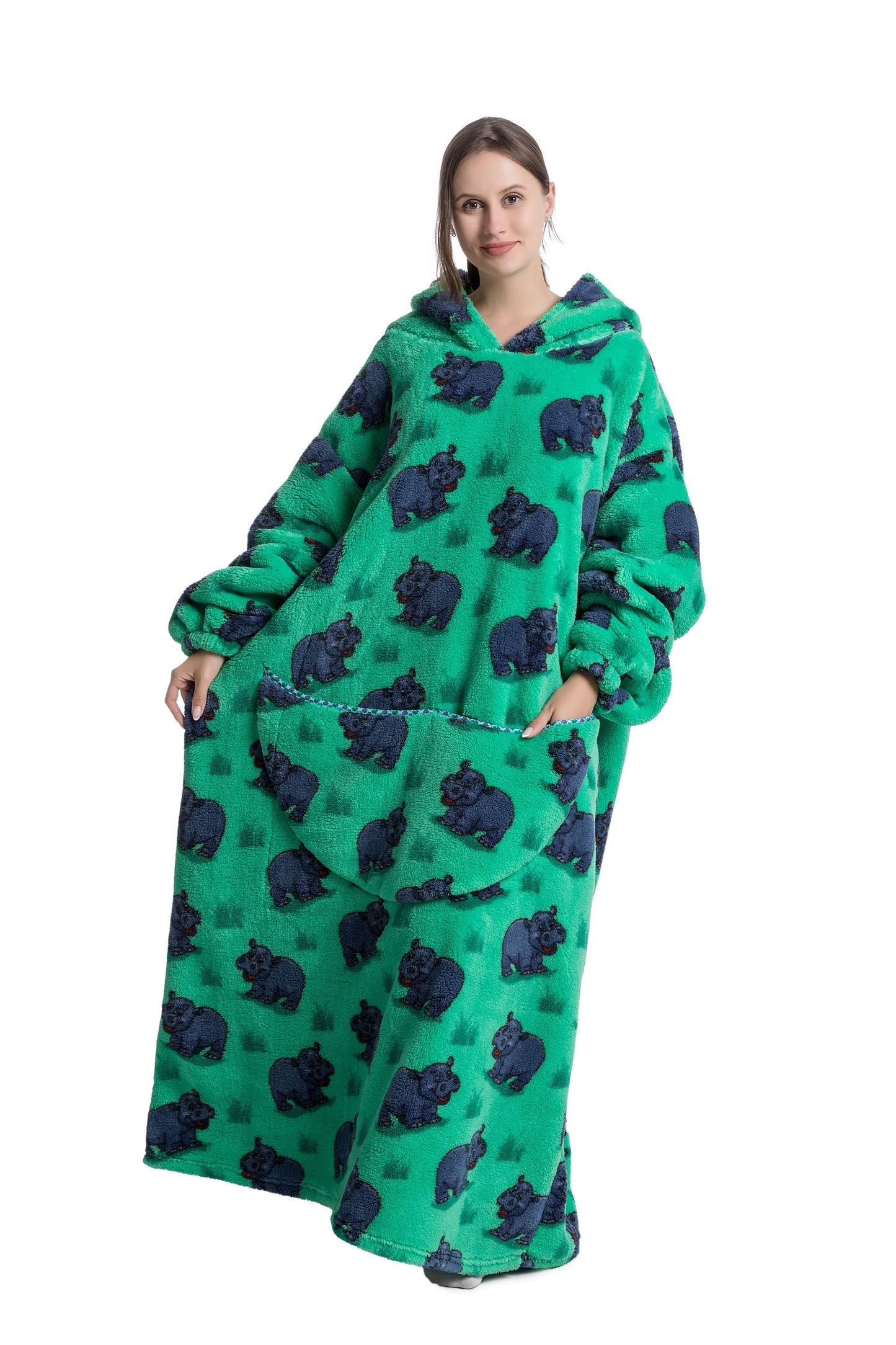 Oversized Wearable Blanket Cozy Warm Shu Velveteen Hoodie for Adults Soft Sweatshirt for Gifts One Size Fits All