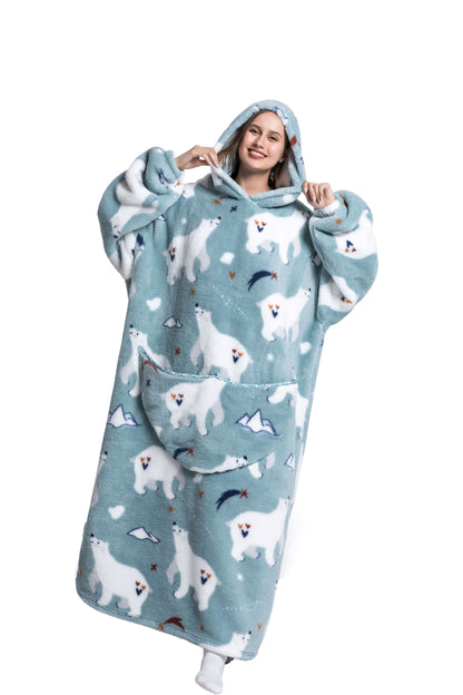 Oversized Wearable Blanket Cozy Warm Shu Velveteen Hoodie for Adults Soft Sweatshirt for Gifts One Size Fits All