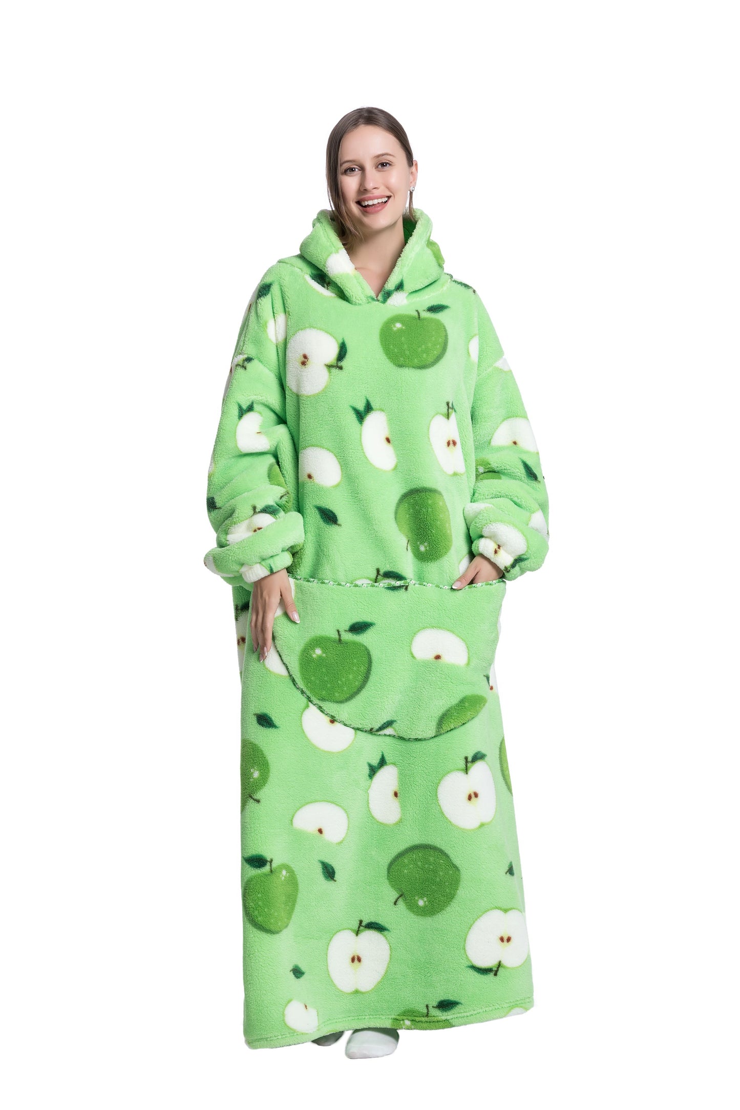 Oversized Wearable Blanket Cozy Warm Shu Velveteen Hoodie for Adults Soft Sweatshirt for Gifts One Size Fits All