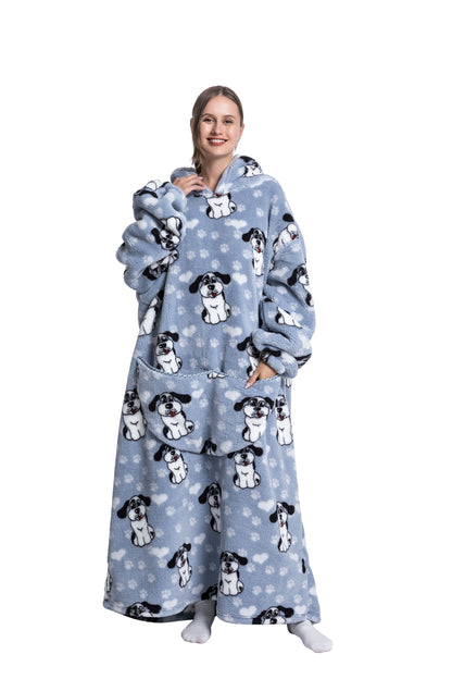 Oversized Wearable Blanket Cozy Warm Shu Velveteen Hoodie for Adults Soft Sweatshirt for Gifts One Size Fits All