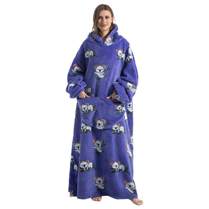 Oversized Wearable Blanket Cozy Warm Shu Velveteen Hoodie for Adults Soft Sweatshirt for Gifts One Size Fits All