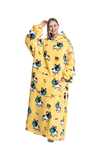 Oversized Wearable Blanket Cozy Warm Shu Velveteen Hoodie for Adults Soft Sweatshirt for Gifts One Size Fits All