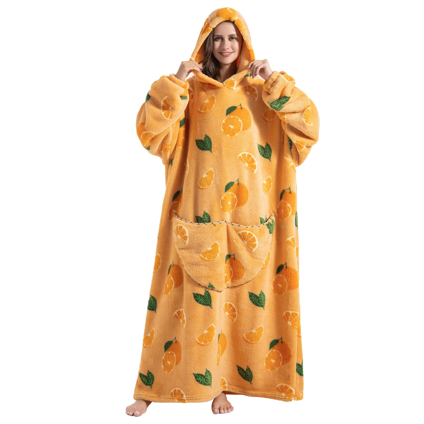 Oversized Wearable Blanket Cozy Warm Shu Velveteen Hoodie for Adults Soft Sweatshirt for Gifts One Size Fits All