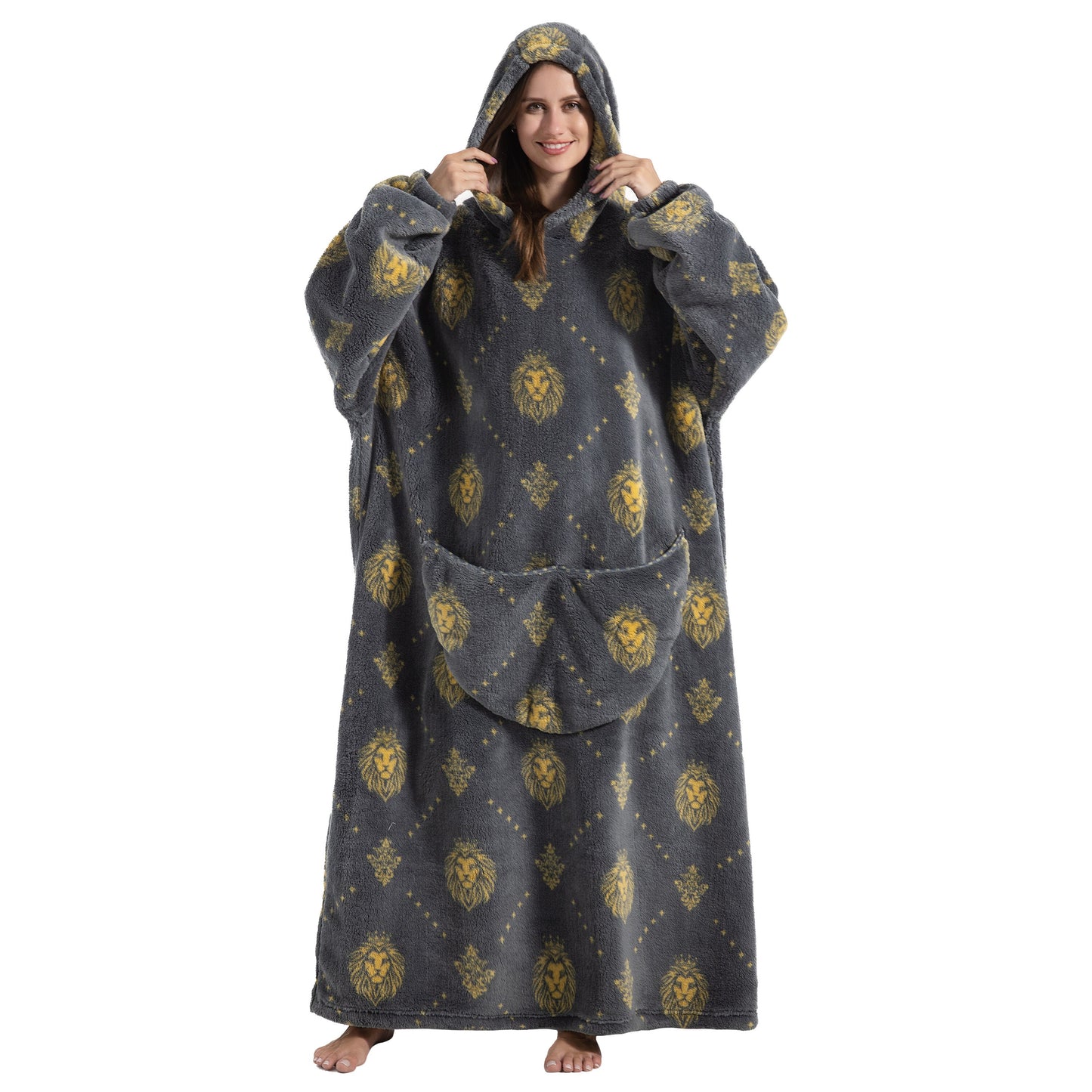 Oversized Wearable Blanket Cozy Warm Shu Velveteen Hoodie for Adults Soft Sweatshirt for Gifts One Size Fits All