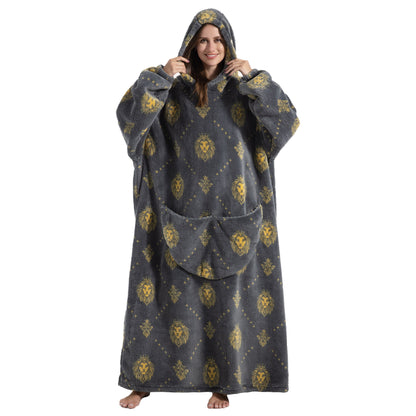 Oversized Wearable Blanket Cozy Warm Shu Velveteen Hoodie for Adults Soft Sweatshirt for Gifts One Size Fits All