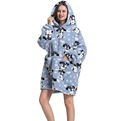 Wearable Blanket Hoodie Sweatshirt Women Printed Wearable Blankets Fleece Warm Kids Sleepwear Lazy TV Giant Blanket