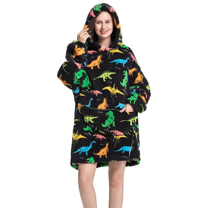 Wearable Blanket Hoodie Sweatshirt Women Printed Wearable Blankets Fleece Warm Kids Sleepwear Lazy TV Giant Blanket