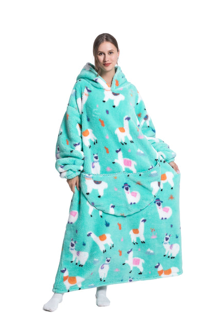 Oversized Wearable Blanket Cozy Warm Shu Velveteen Hoodie for Adults Soft Sweatshirt for Gifts One Size Fits All