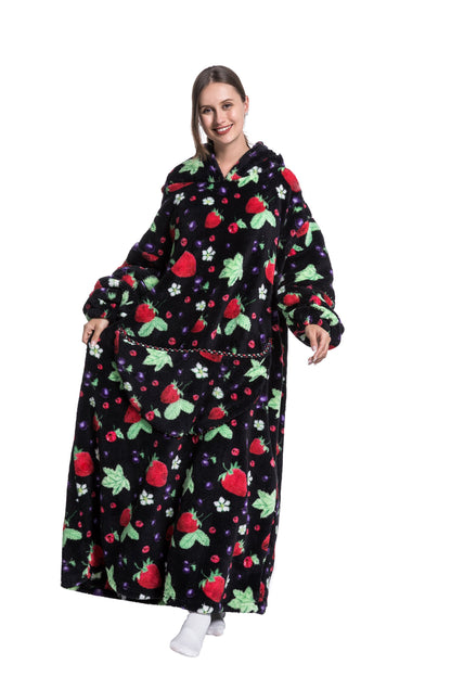 Oversized Wearable Blanket Cozy Warm Shu Velveteen Hoodie for Adults Soft Sweatshirt for Gifts One Size Fits All