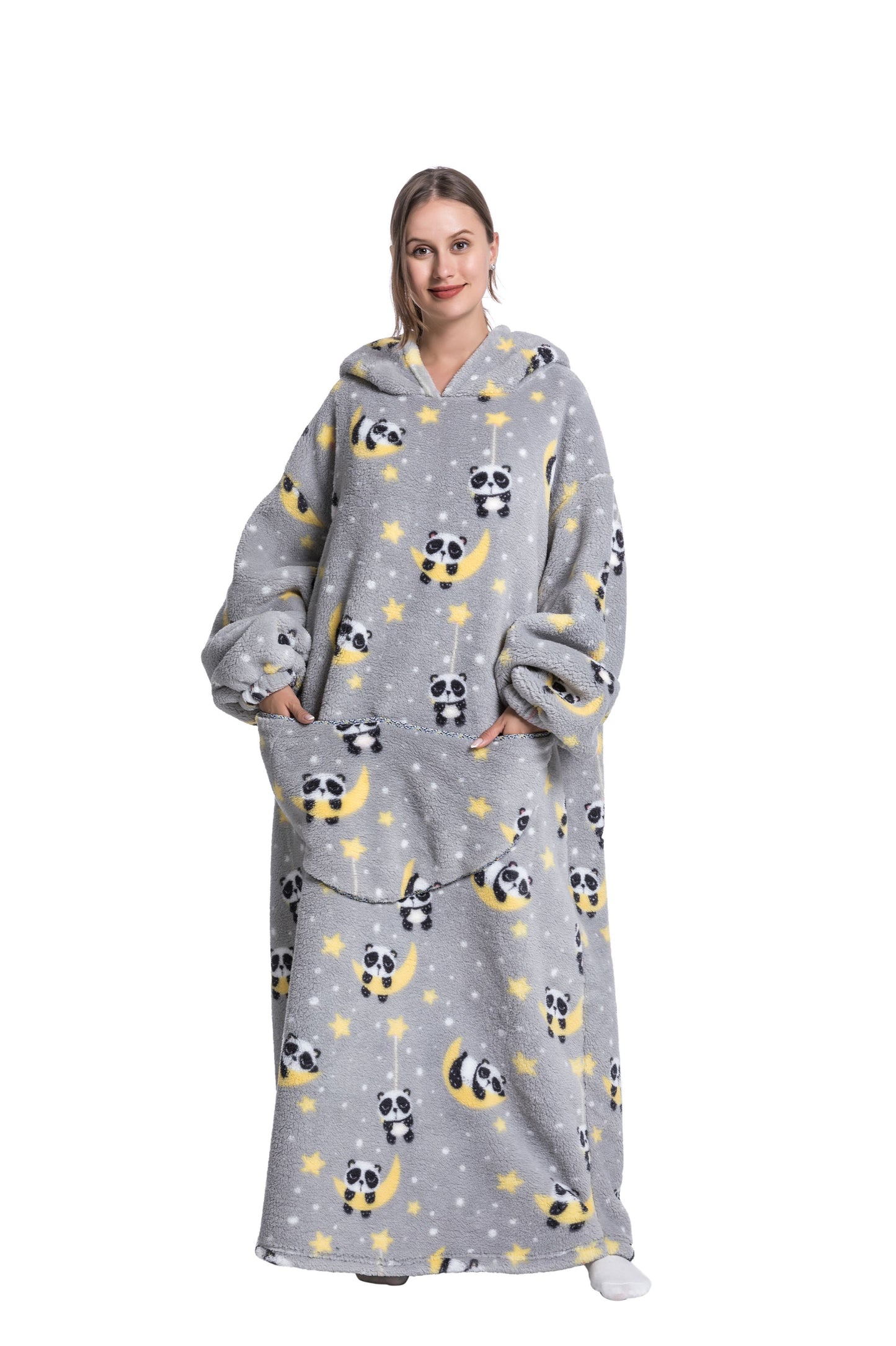 Oversized Wearable Blanket Cozy Warm Shu Velveteen Hoodie for Adults Soft Sweatshirt for Gifts One Size Fits All