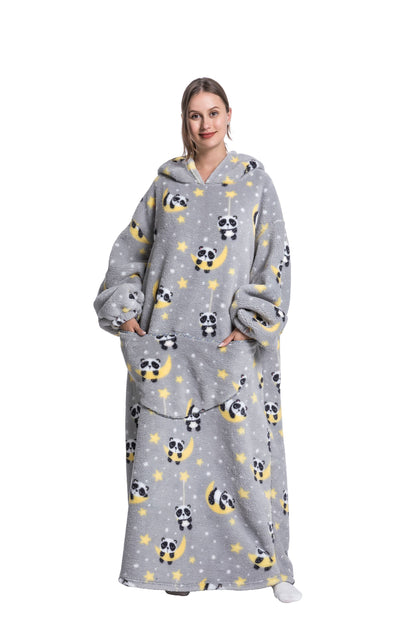 Oversized Wearable Blanket Cozy Warm Shu Velveteen Hoodie for Adults Soft Sweatshirt for Gifts One Size Fits All