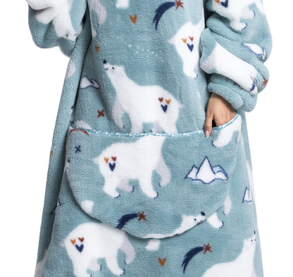 Oversized Wearable Blanket Cozy Warm Shu Velveteen Hoodie for Adults Soft Sweatshirt for Gifts One Size Fits All