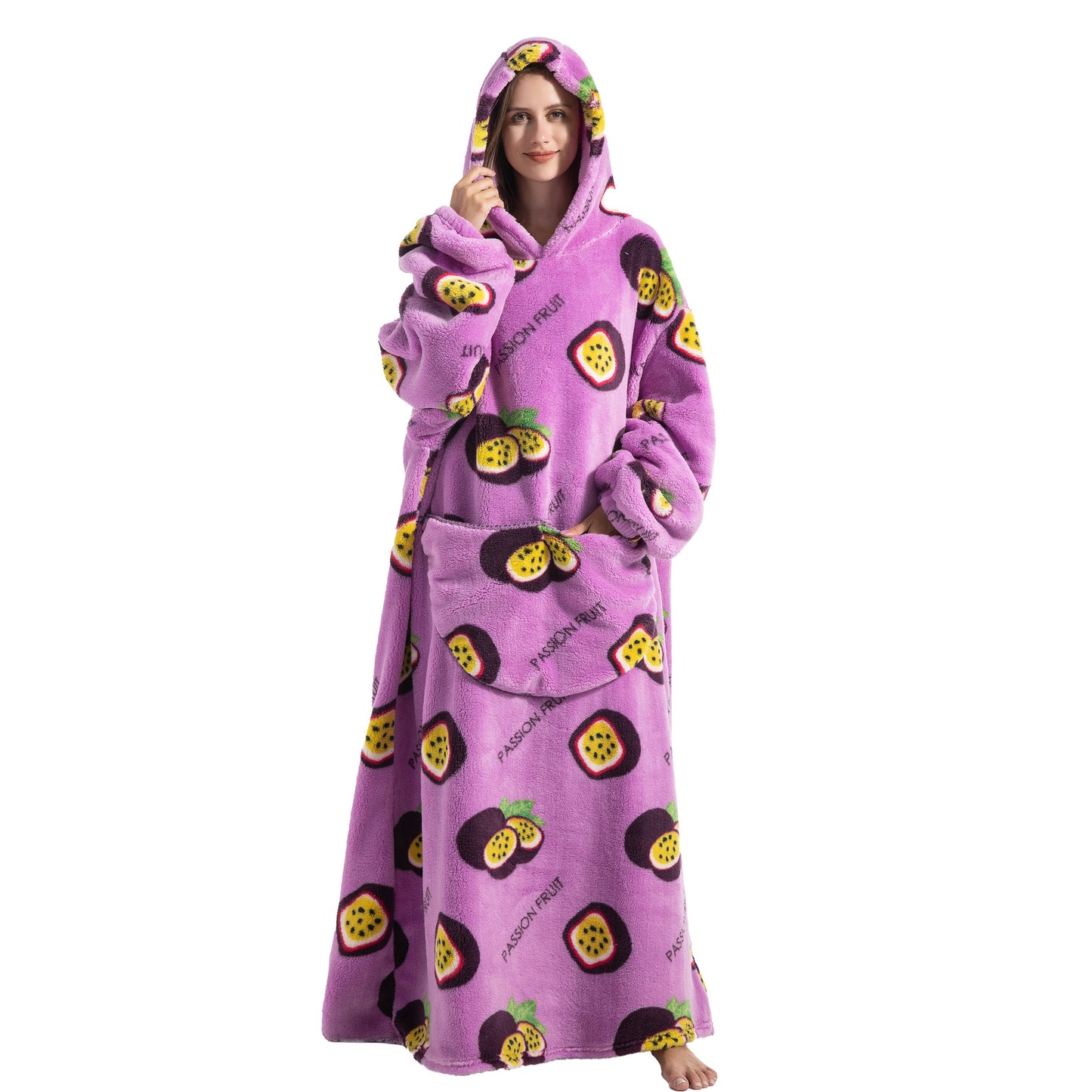 Oversized Wearable Blanket Cozy Warm Shu Velveteen Hoodie for Adults Soft Sweatshirt for Gifts One Size Fits All