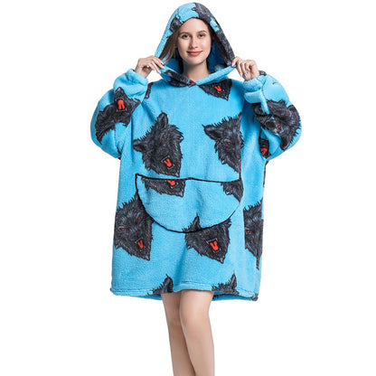 Wearable Blanket Hoodie Sweatshirt Women Printed Wearable Blankets Fleece Warm Kids Sleepwear Lazy TV Giant Blanket