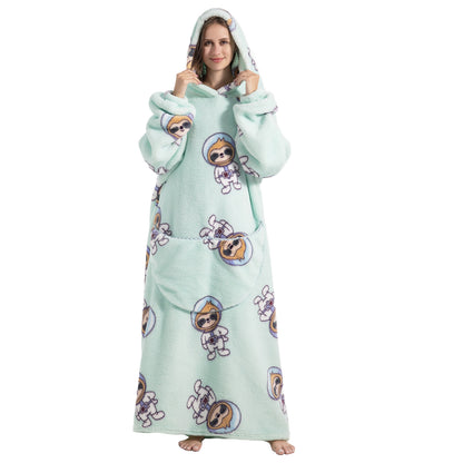 Oversized Wearable Blanket Cozy Warm Shu Velveteen Hoodie for Adults Soft Sweatshirt for Gifts One Size Fits All