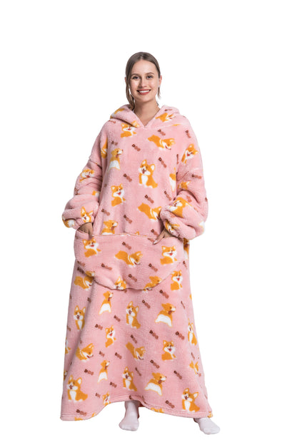 Oversized Wearable Blanket Cozy Warm Shu Velveteen Hoodie for Adults Soft Sweatshirt for Gifts One Size Fits All