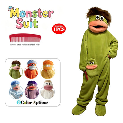 Adorable Monster Costume Party Set, Outfit, Dress Up Costume, Costume Use, Comfortable Hooded Flannel Pajamas, Includes Robe Comb , Soft Long Home, Perfect for Parties Gifts