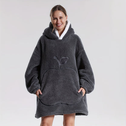 Wearable Blanket With Big Apple Pocket Cozy Warm Hoodie for Adults Soft Sweatshirt for Gifts One Size Fits All