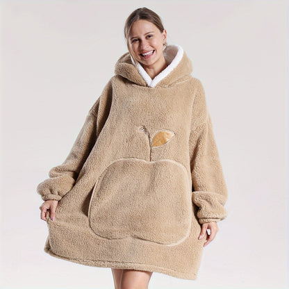 Wearable Blanket With Big Apple Pocket Cozy Warm Hoodie for Adults Soft Sweatshirt for Gifts One Size Fits All