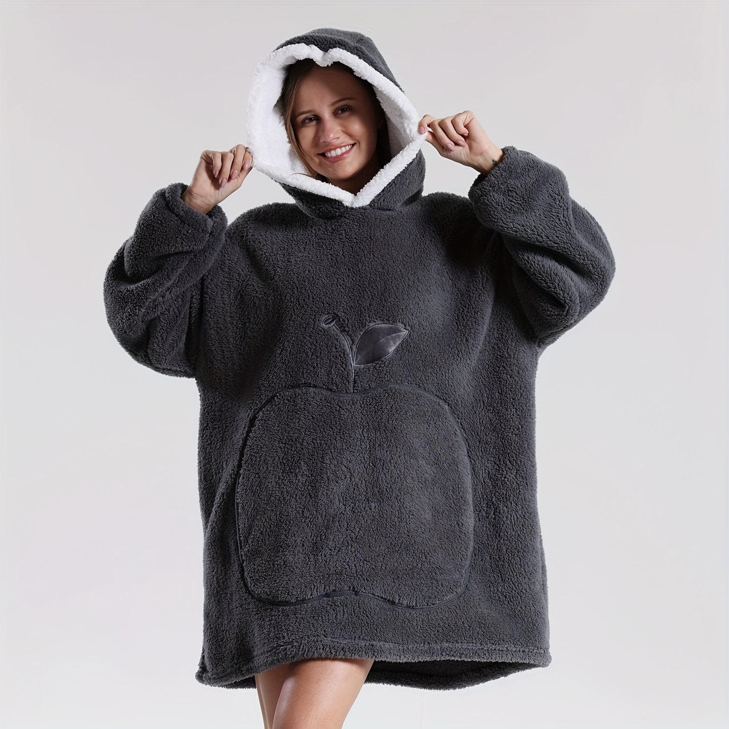 Wearable Blanket With Big Apple Pocket Cozy Warm Hoodie for Adults Soft Sweatshirt for Gifts One Size Fits All