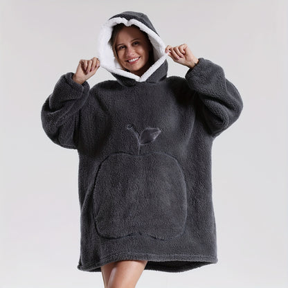 Wearable Blanket With Big Apple Pocket Cozy Warm Hoodie for Adults Soft Sweatshirt for Gifts One Size Fits All