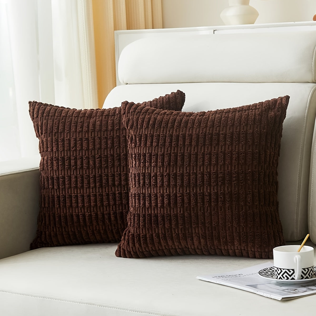 Corduroy Decorative Throw Pillow Cover Soft Bohemian Stripe Pillow Cover Modern Farmhouse Home Decoration Sofa Living Room Sofa Throw Pillow Cover
