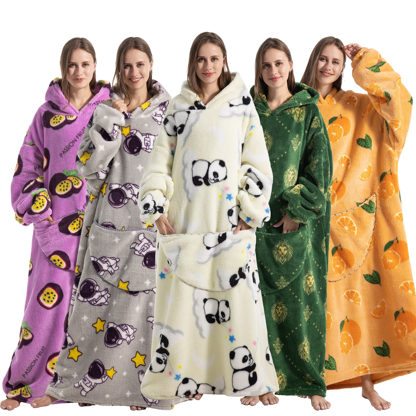 Oversized Wearable Blanket Cozy Warm Shu Velveteen Hoodie for Adults Soft Sweatshirt for Gifts One Size Fits All